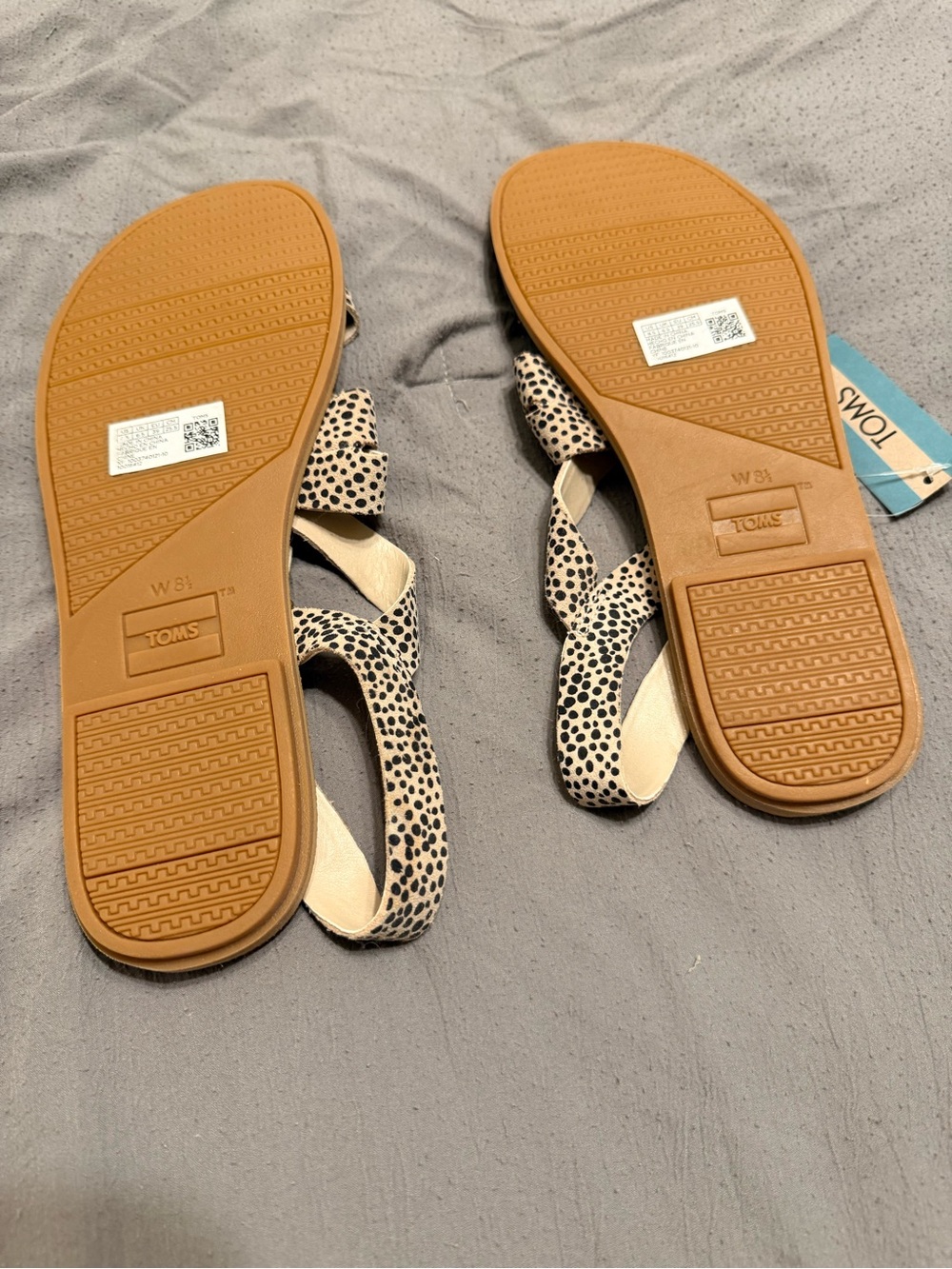 TOMS Women's Dalmatian Print Slingback Sandals in Beige and Black
